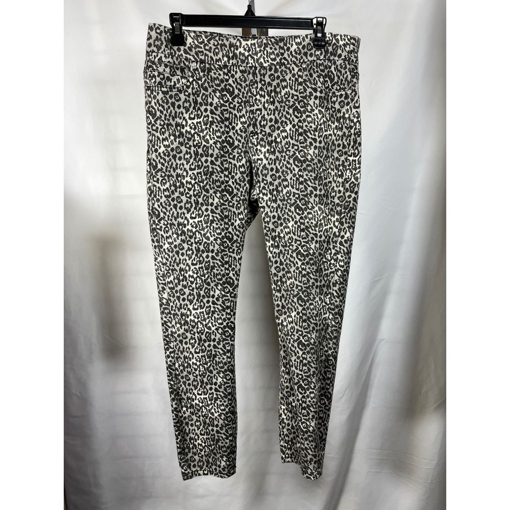 Westbound Petites High Rise Leopard Print Pants Grey Black Animal Skin 14P R